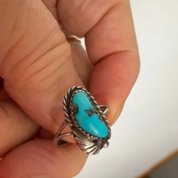 Vintage turquoise sterling ring - Picture 7 of 8